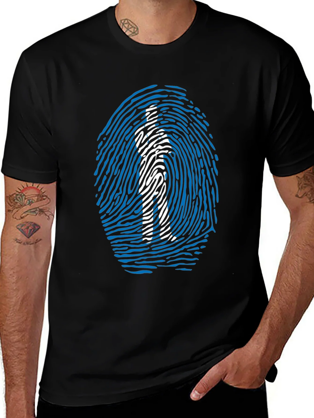 Fingerprint Man Graphic T-Shirt - Unique Design