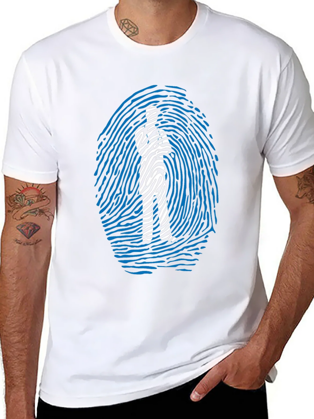 Fingerprint Man Graphic T-Shirt - Unique Design