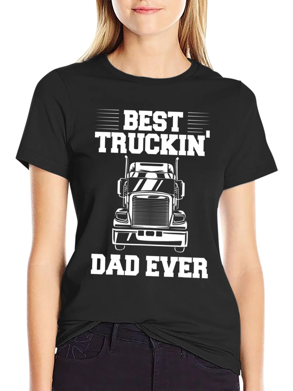 Best Truckin Dad Ever Black Graphic T-Shirt