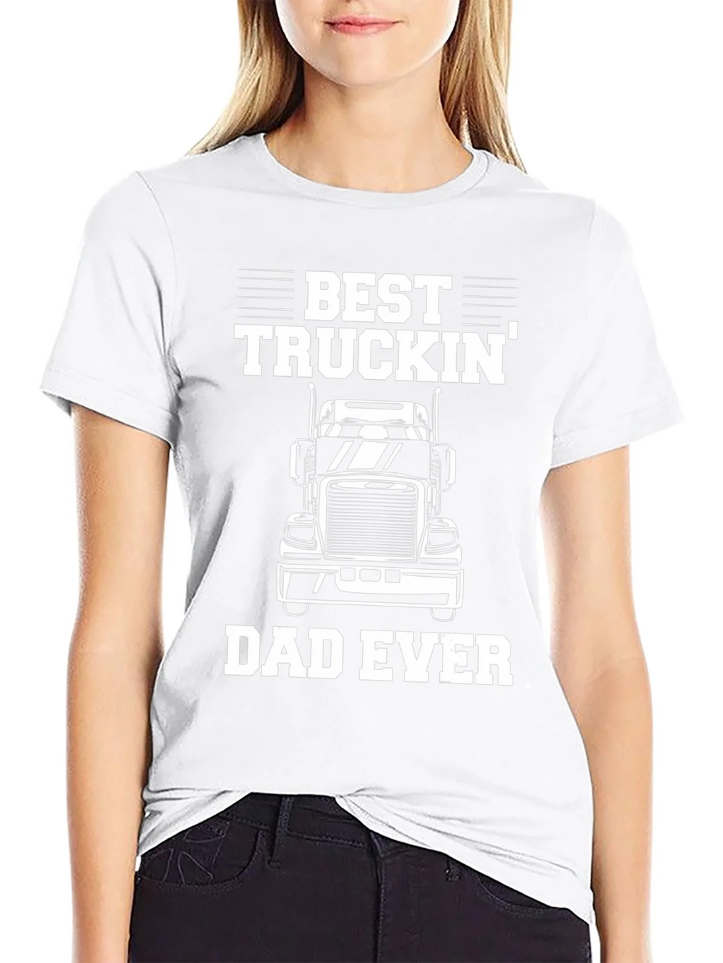 Best Truckin Dad Ever Black Graphic T-Shirt
