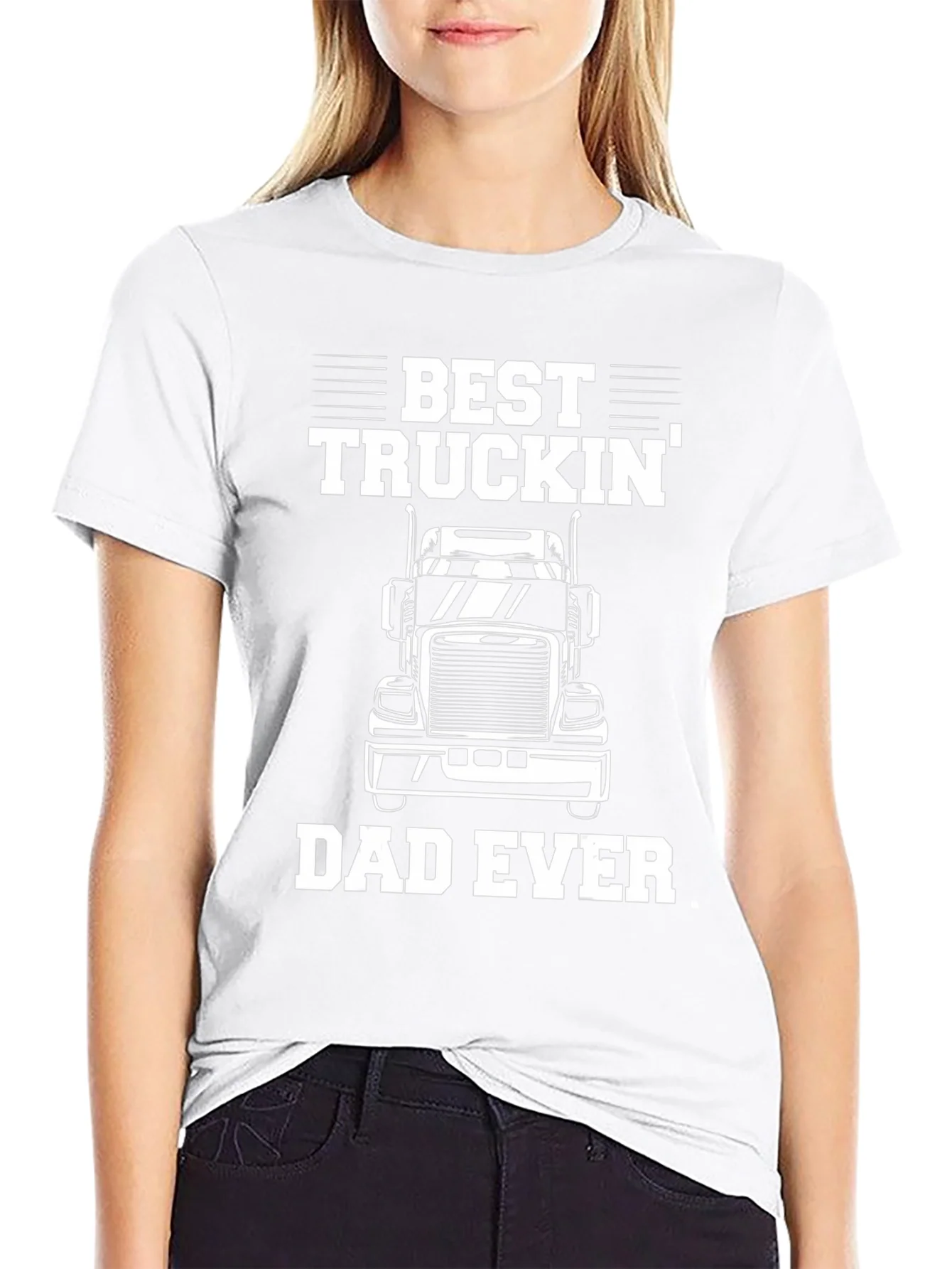 Best Truckin Dad Ever Black Graphic T-Shirt
