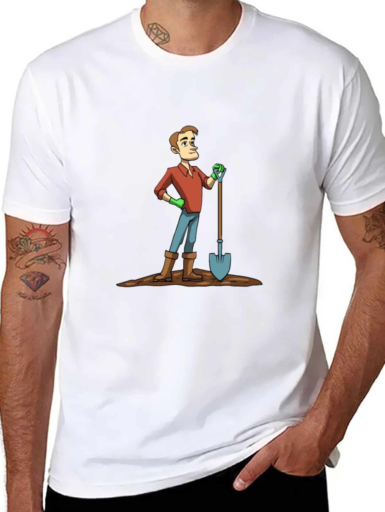 Gardener Cartoon Graphic T-Shirt