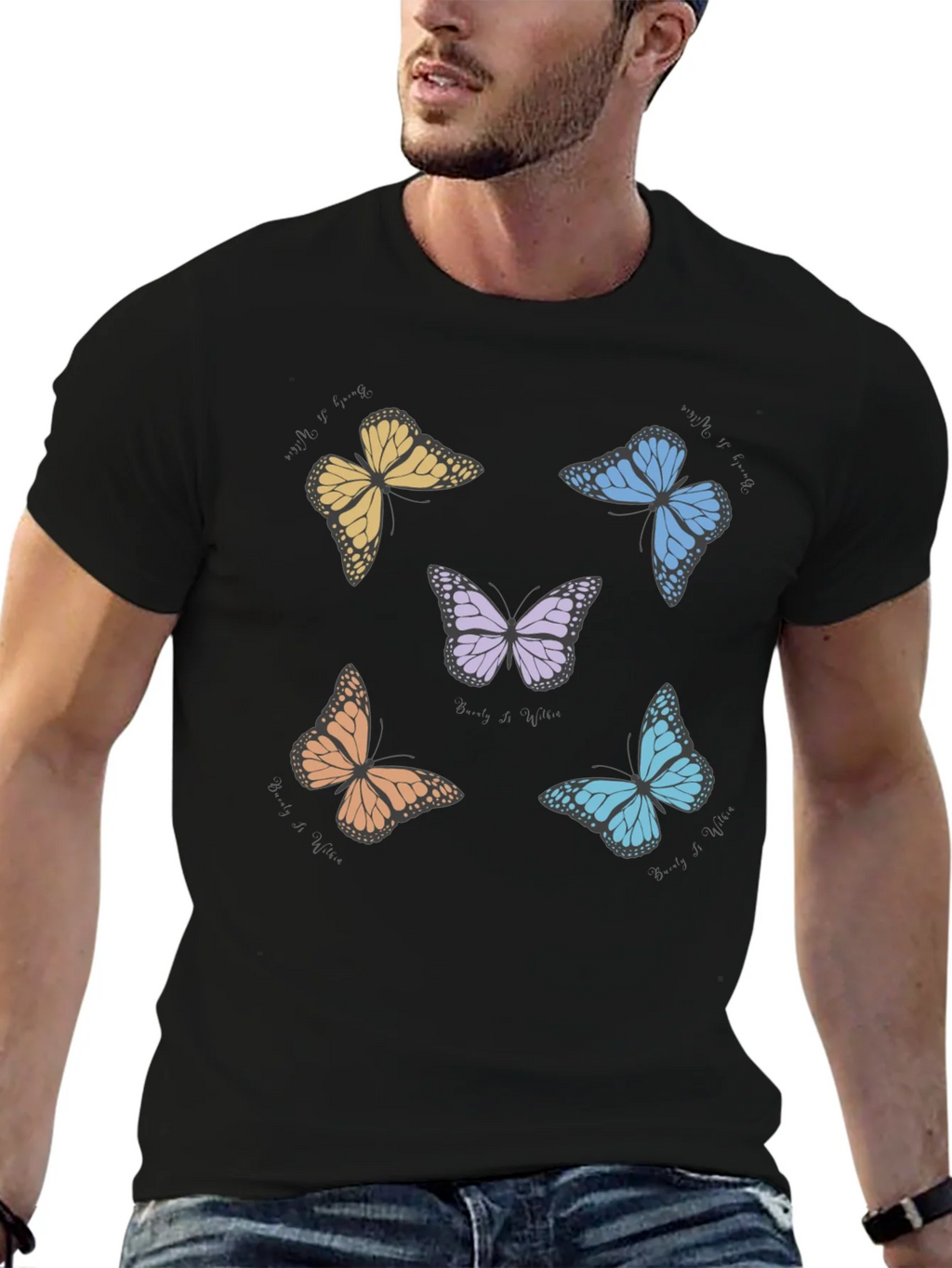 Butterfly Print Crew Neck T-Shirt