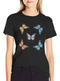 Butterfly Print Crew Neck T-Shirt