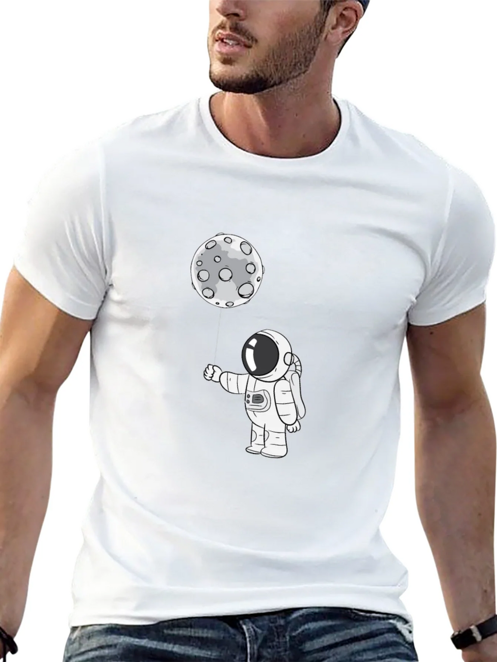 Astronaut Moon Balloon Graphic T-Shirt