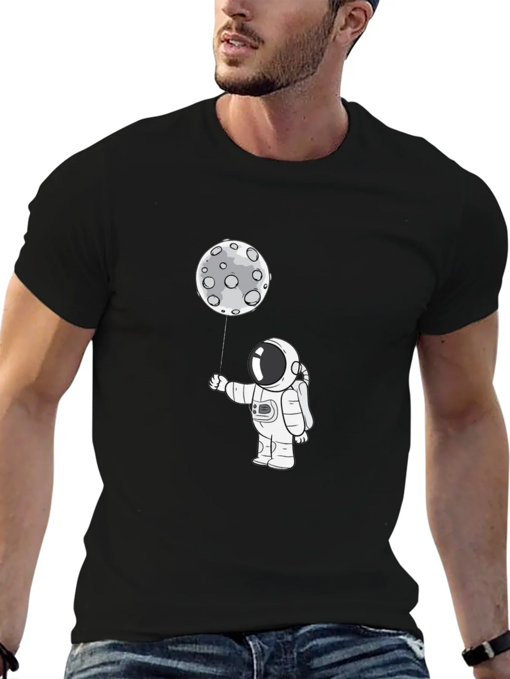 Astronaut Moon Balloon Graphic T-Shirt
