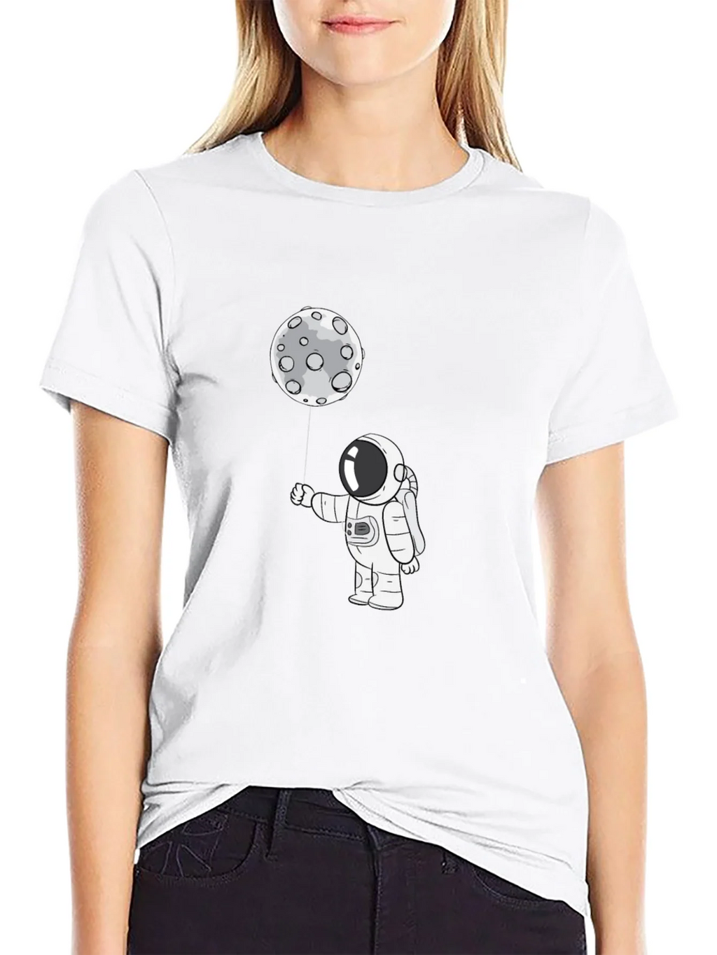 Astronaut Moon Balloon Graphic T-Shirt