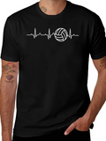 Volleyball Heartbeat Graphic Tee - Black T-Shirt