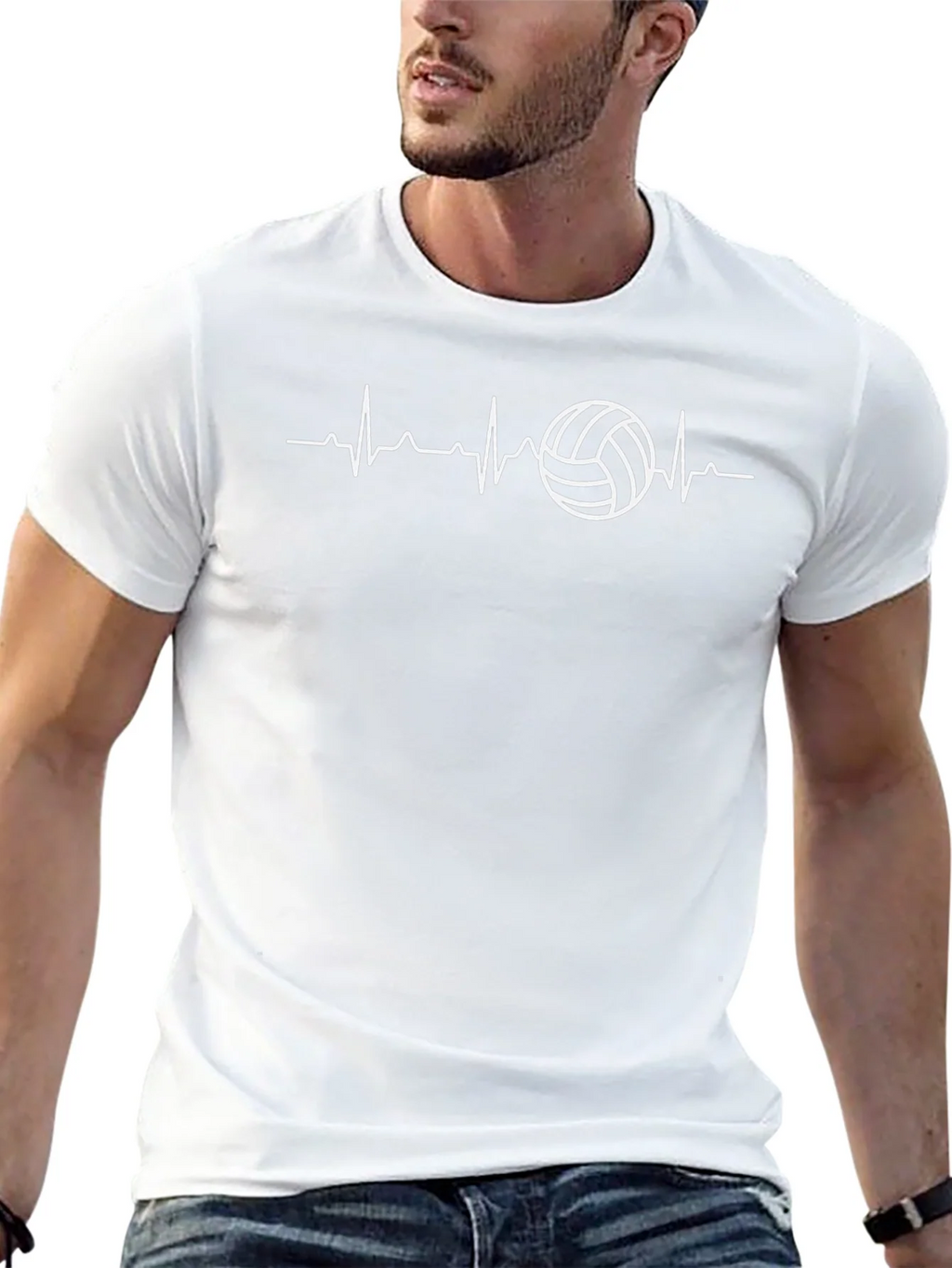 Volleyball Heartbeat Graphic Tee - Black T-Shirt