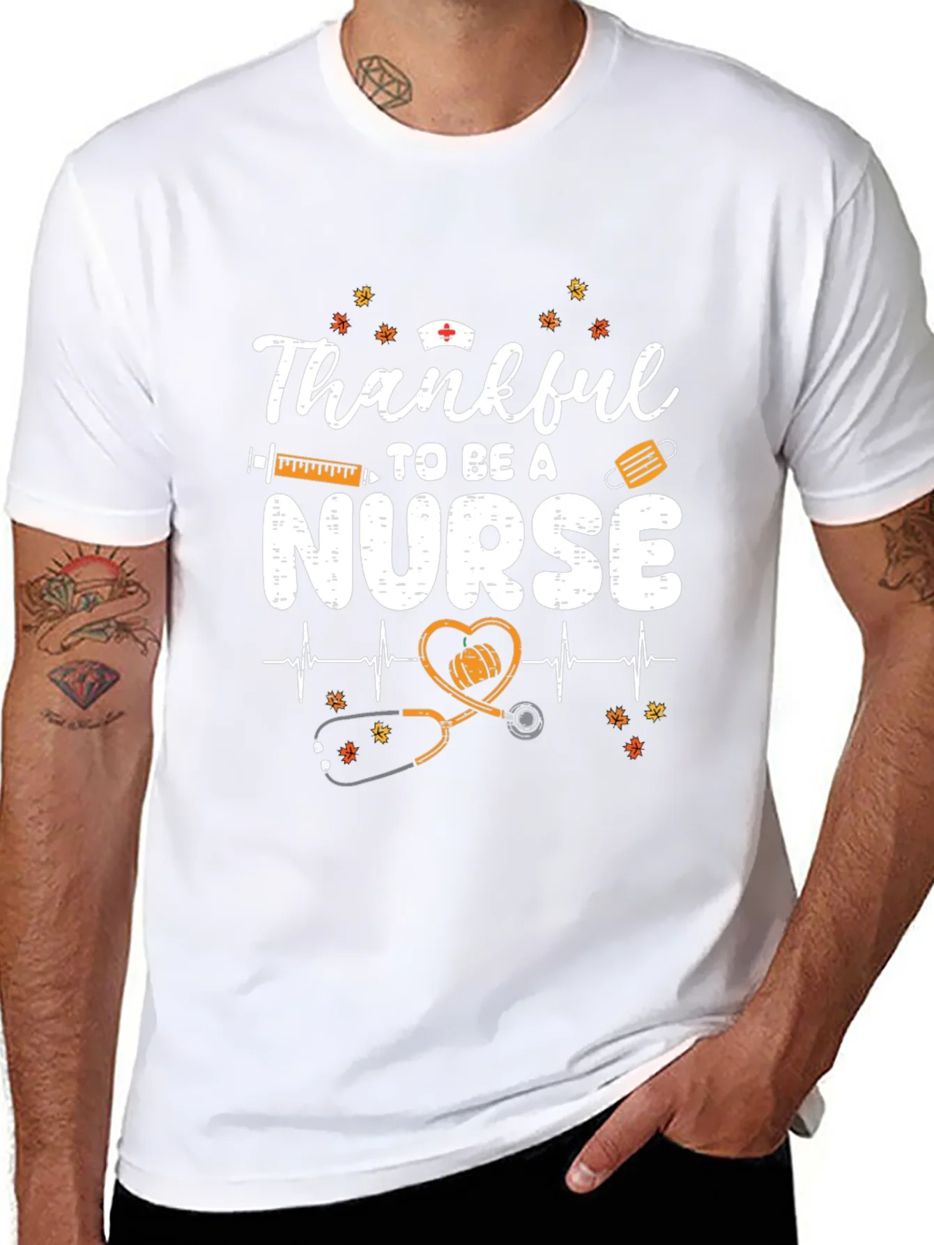 Thankful Nurse Graphic Tee - Fall Thanksgiving Apparel