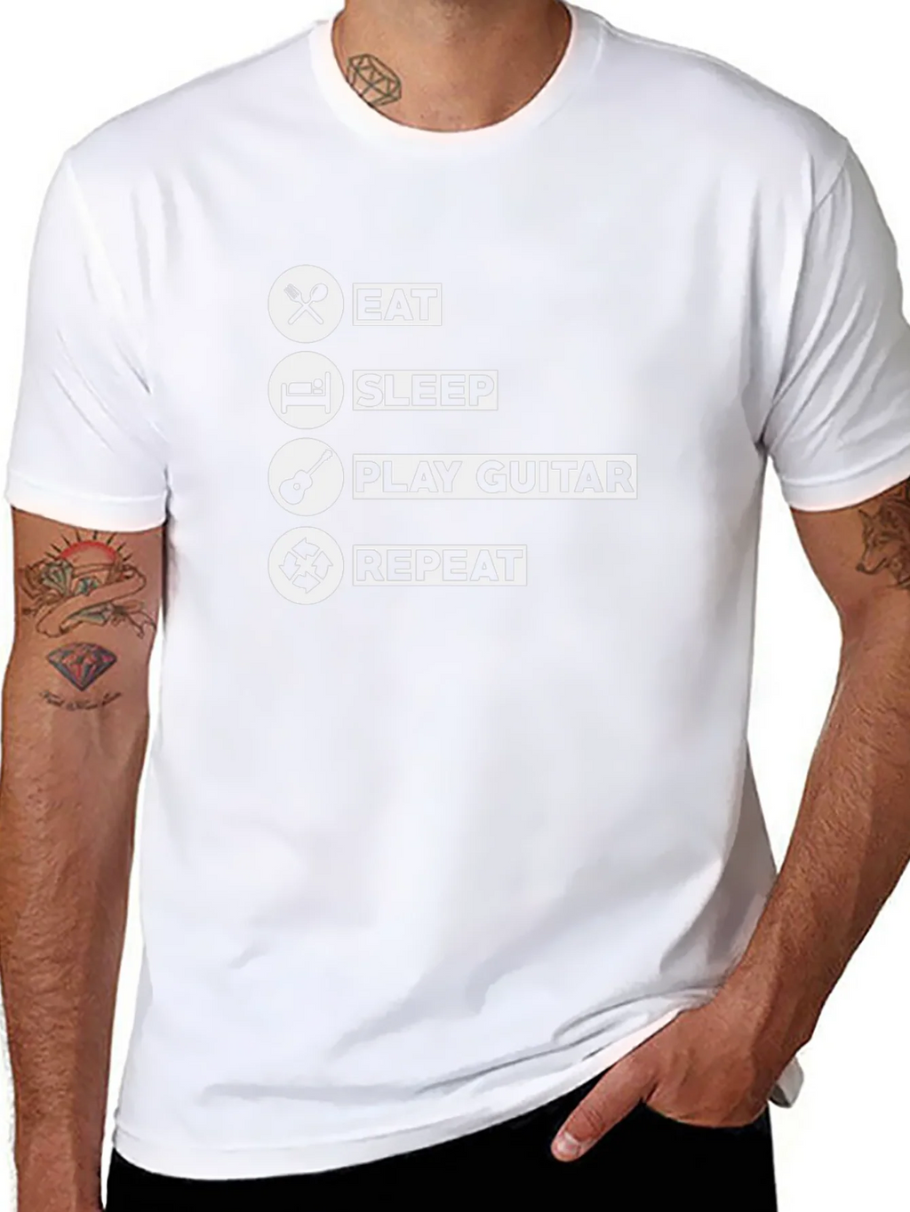 Eat Sleep Play Guitar Repeat Black T-Shirt