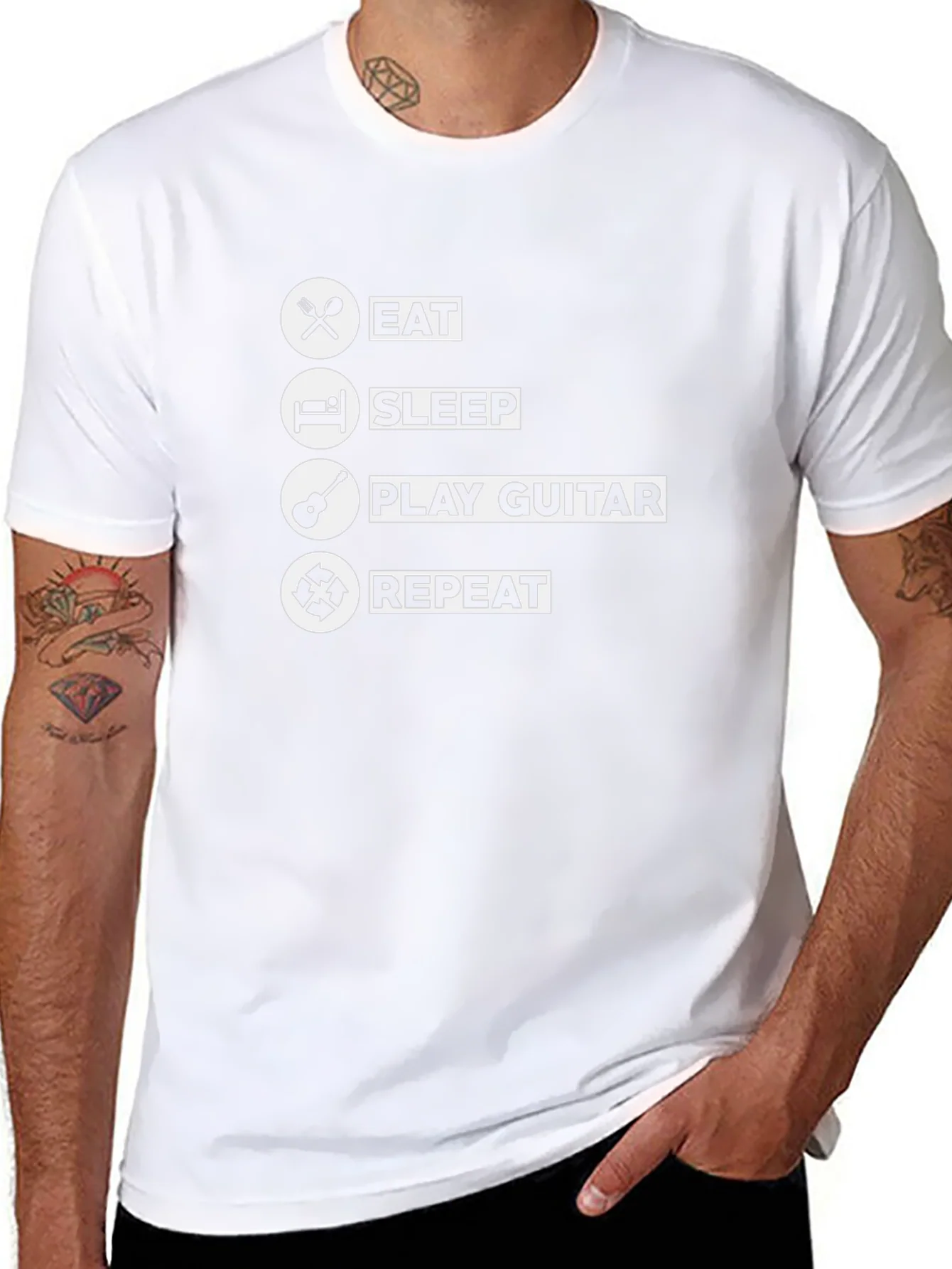 Eat Sleep Play Guitar Repeat Black T-Shirt