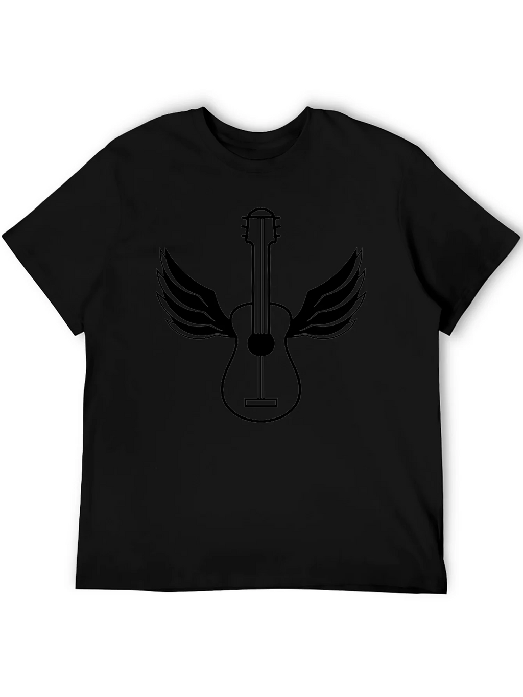 Guitar Wings Graphic Tee - Black Cotton Comfort