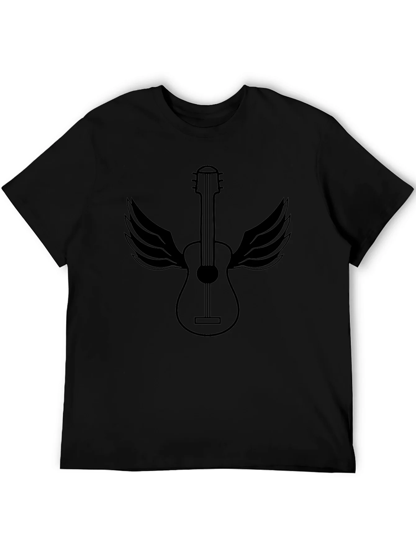 Guitar Wings Graphic Tee - Black Cotton Comfort