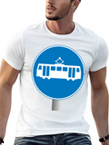 Tram Sign Graphic T-Shirt - Unique Design Casual Wear