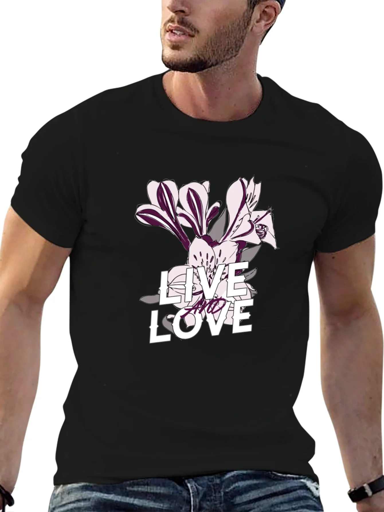 Live and Love Graphic Tee - Black Casual T-Shirt