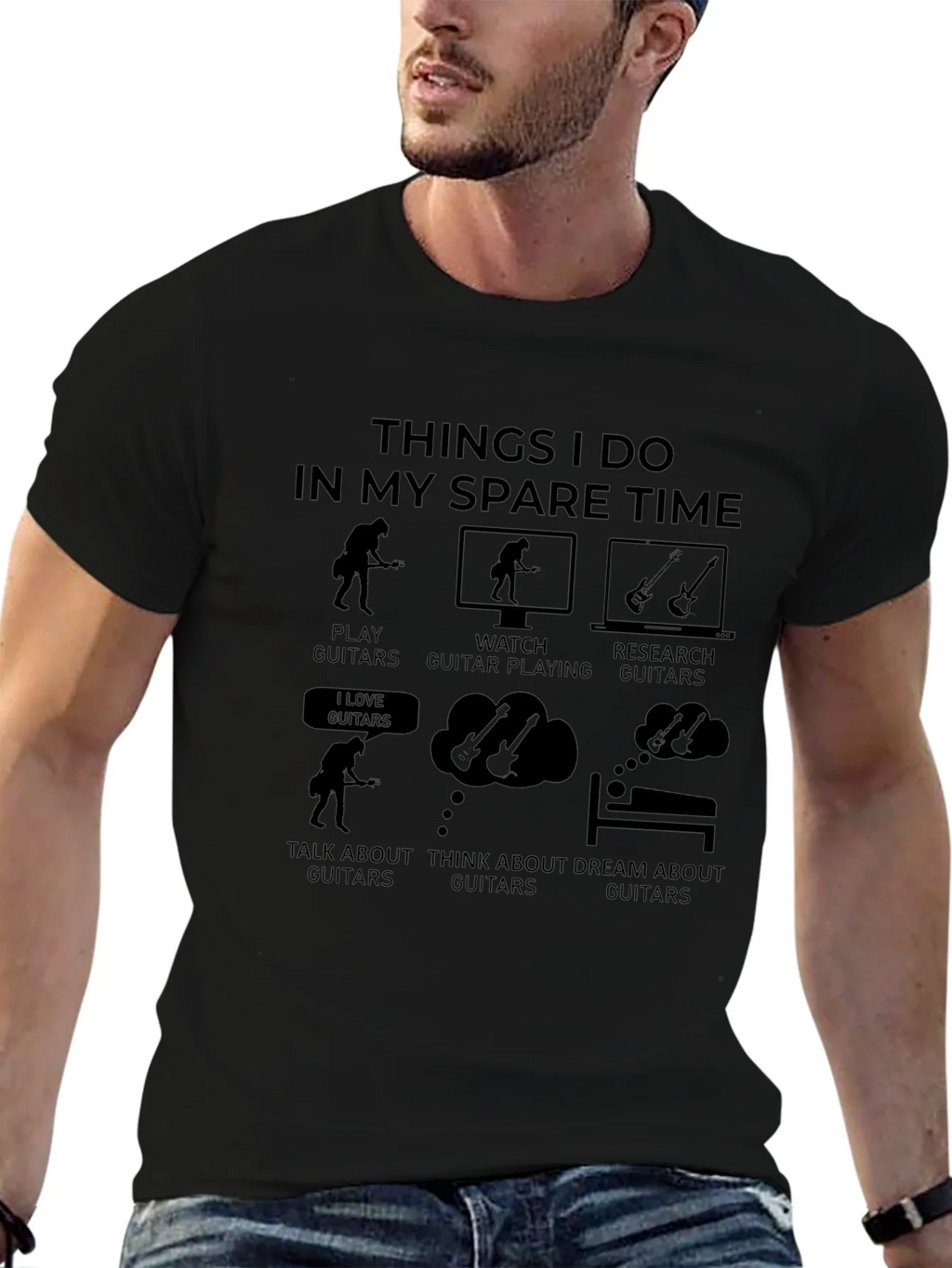 Guitar Lovers Spare Time Graphic T-Shirt