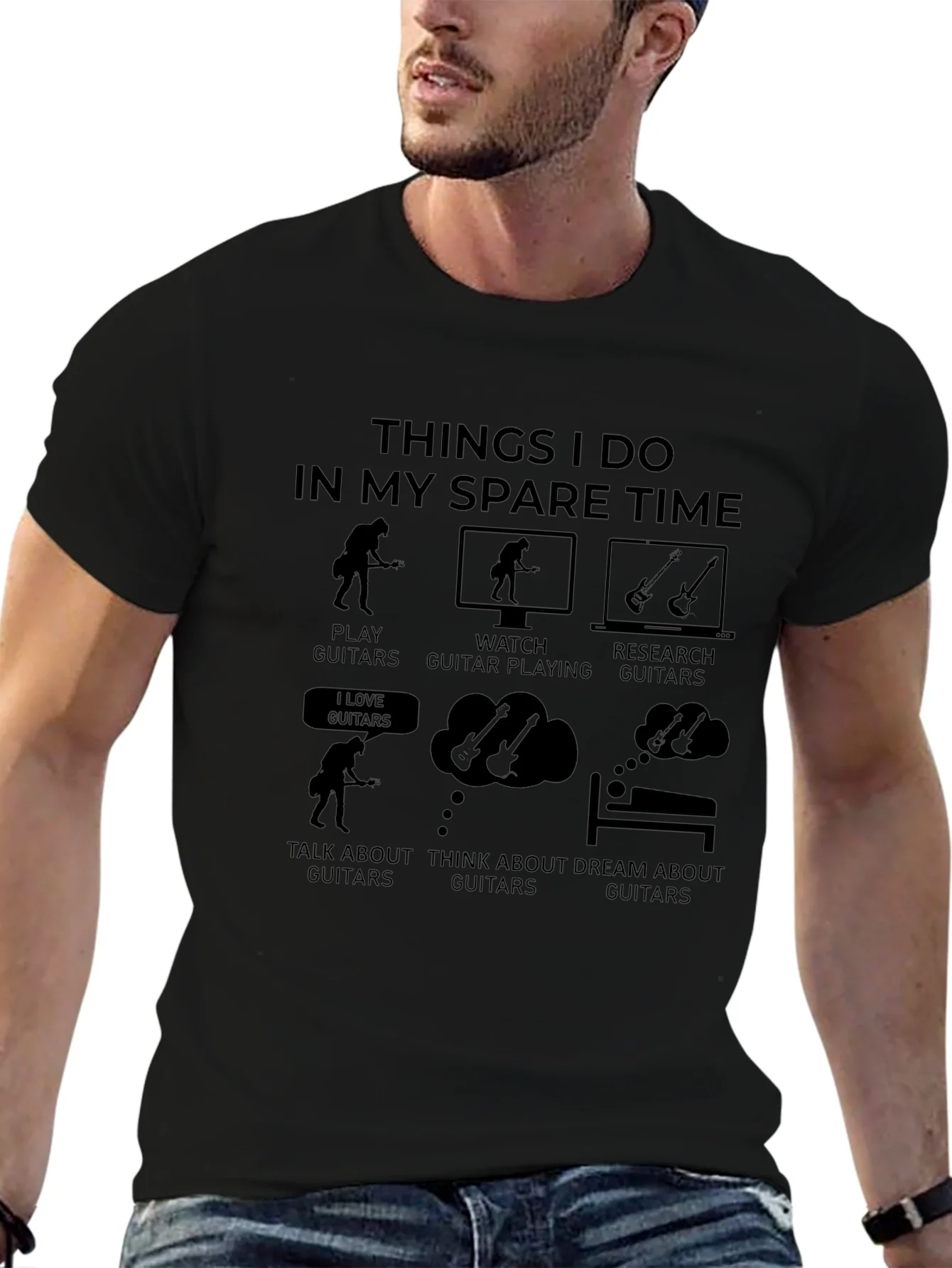 Guitar Lovers Spare Time Graphic T-Shirt