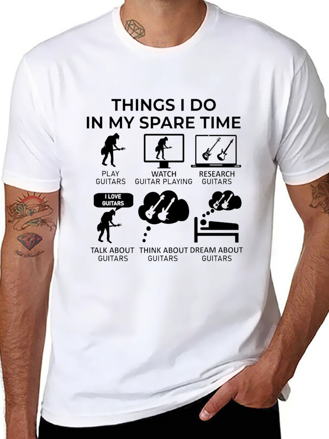 Guitar Lovers Spare Time Graphic T-Shirt