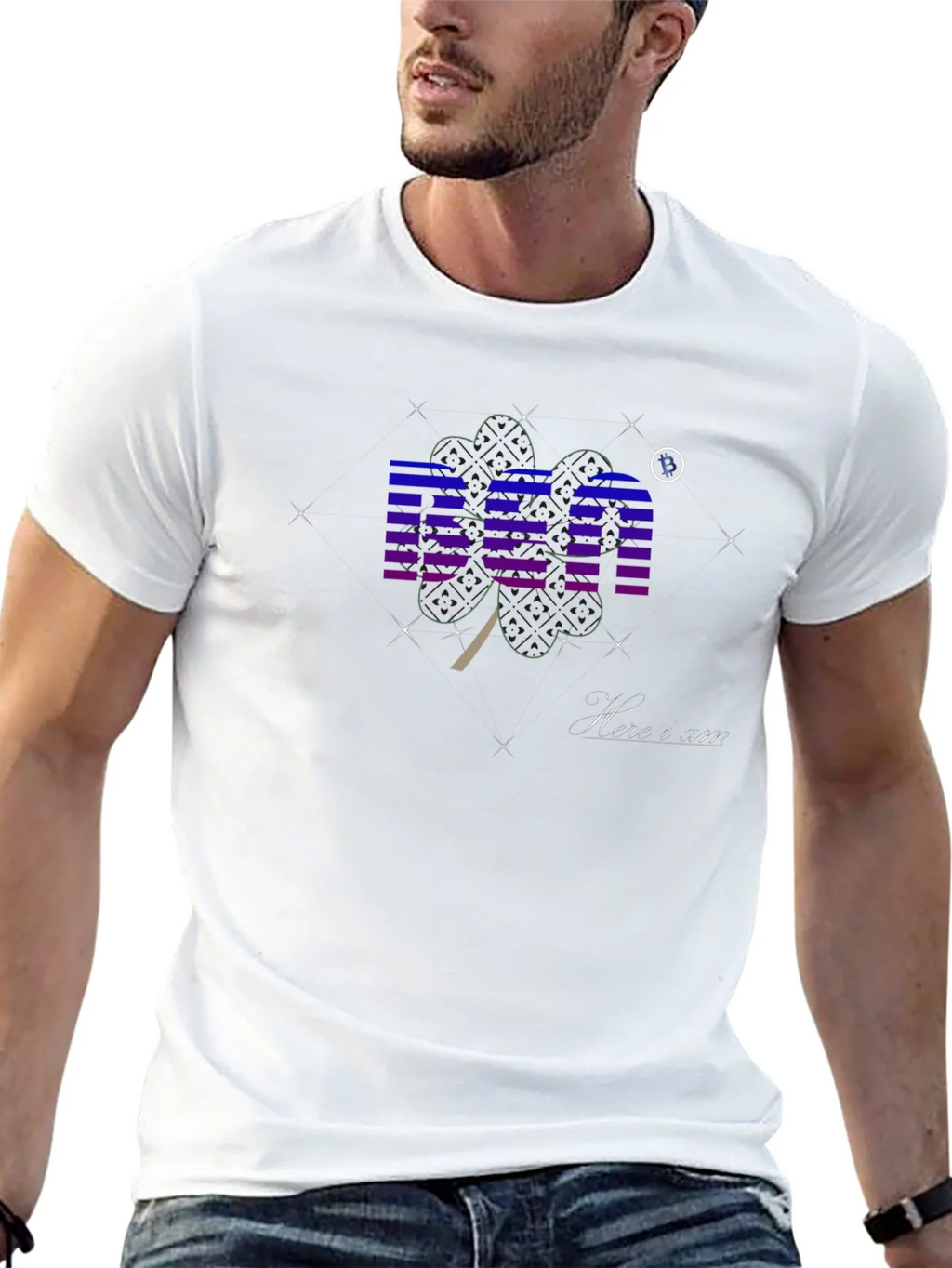 Black Graphic T-Shirt with BEA & Shamrock Design
