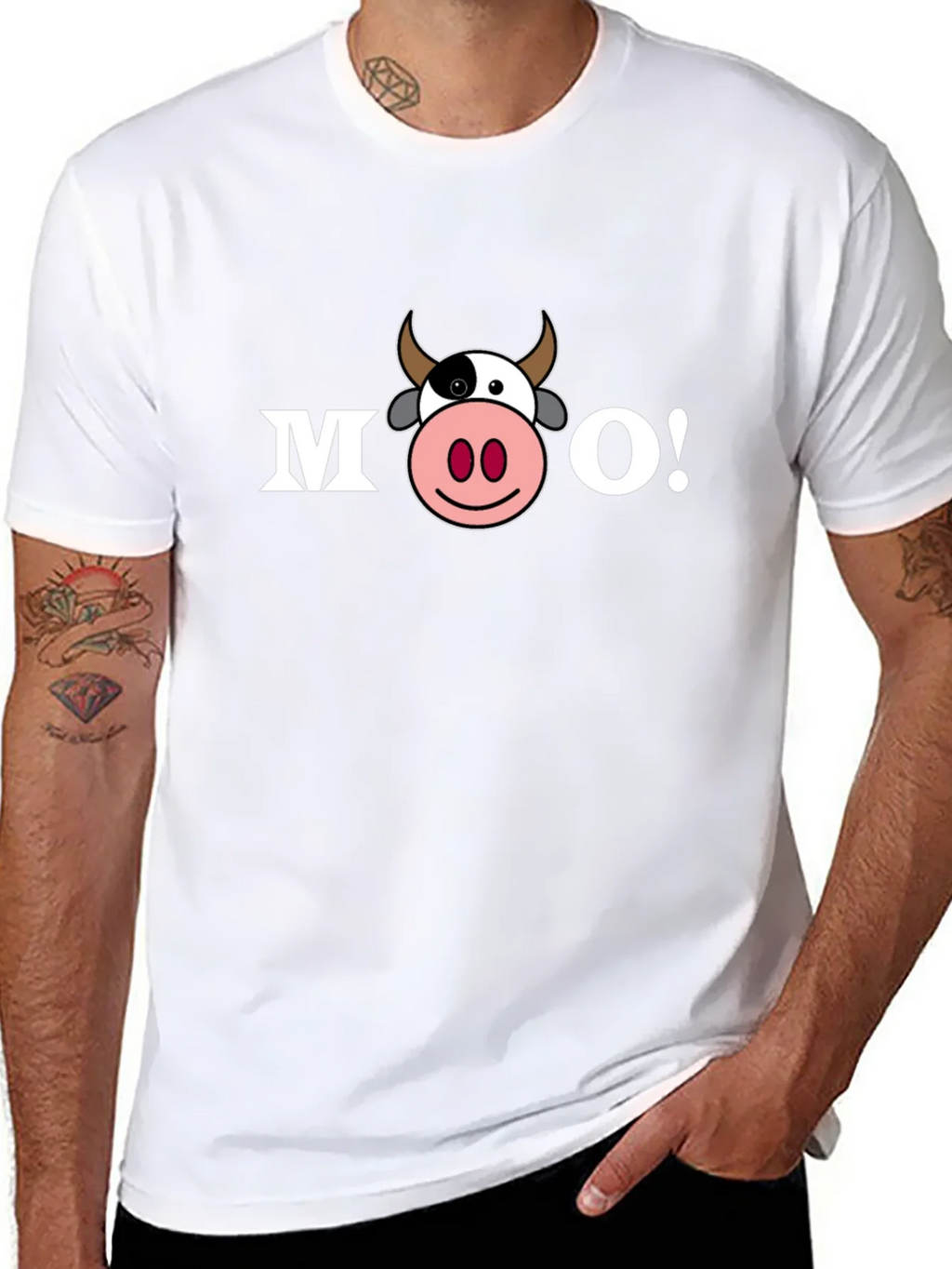 Funny Cartoon Cow MOO! T-Shirt - Black