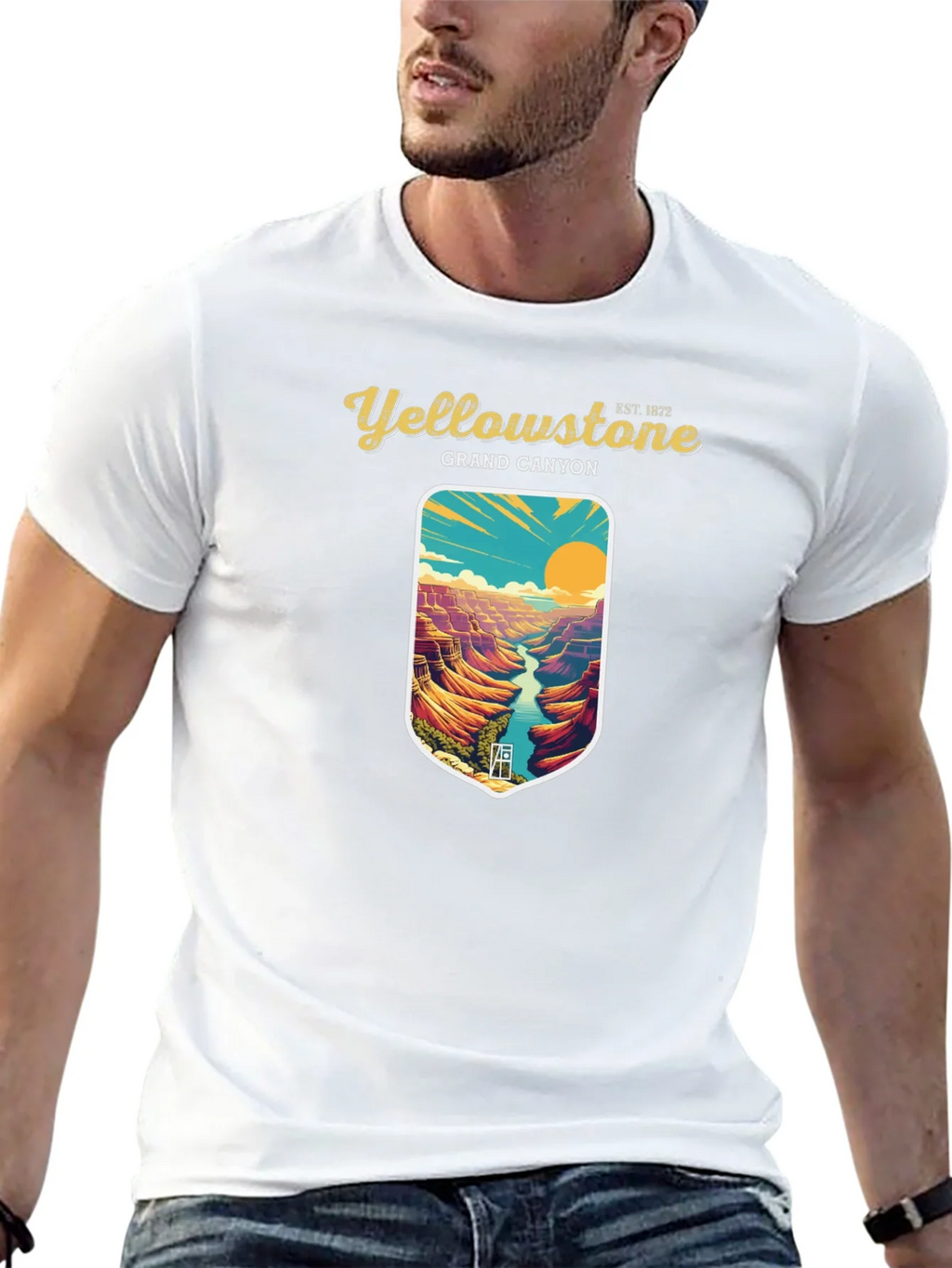 Yellowstone Grand Canyon Black Graphic T-Shirt