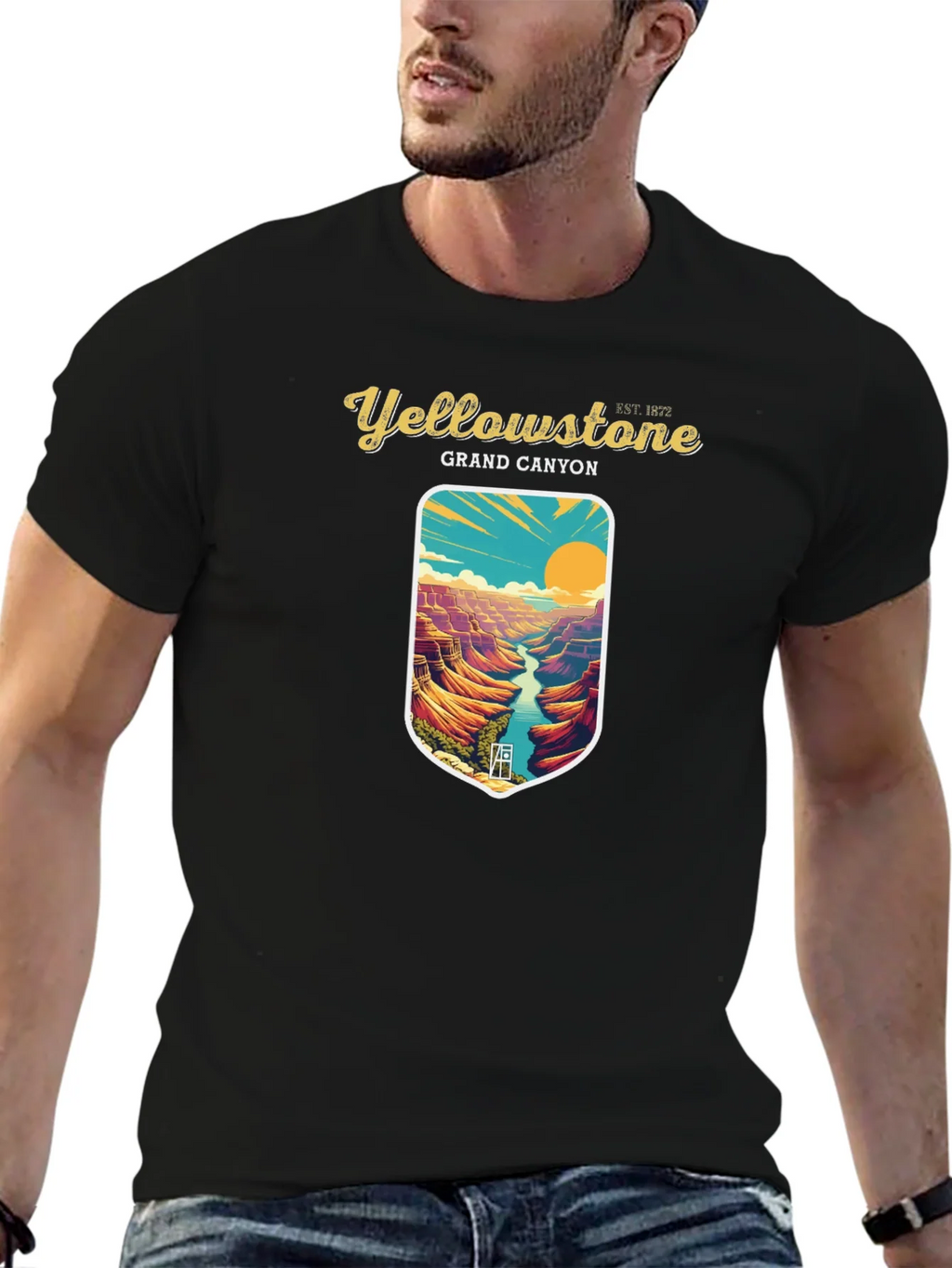 Yellowstone Grand Canyon Black Graphic T-Shirt