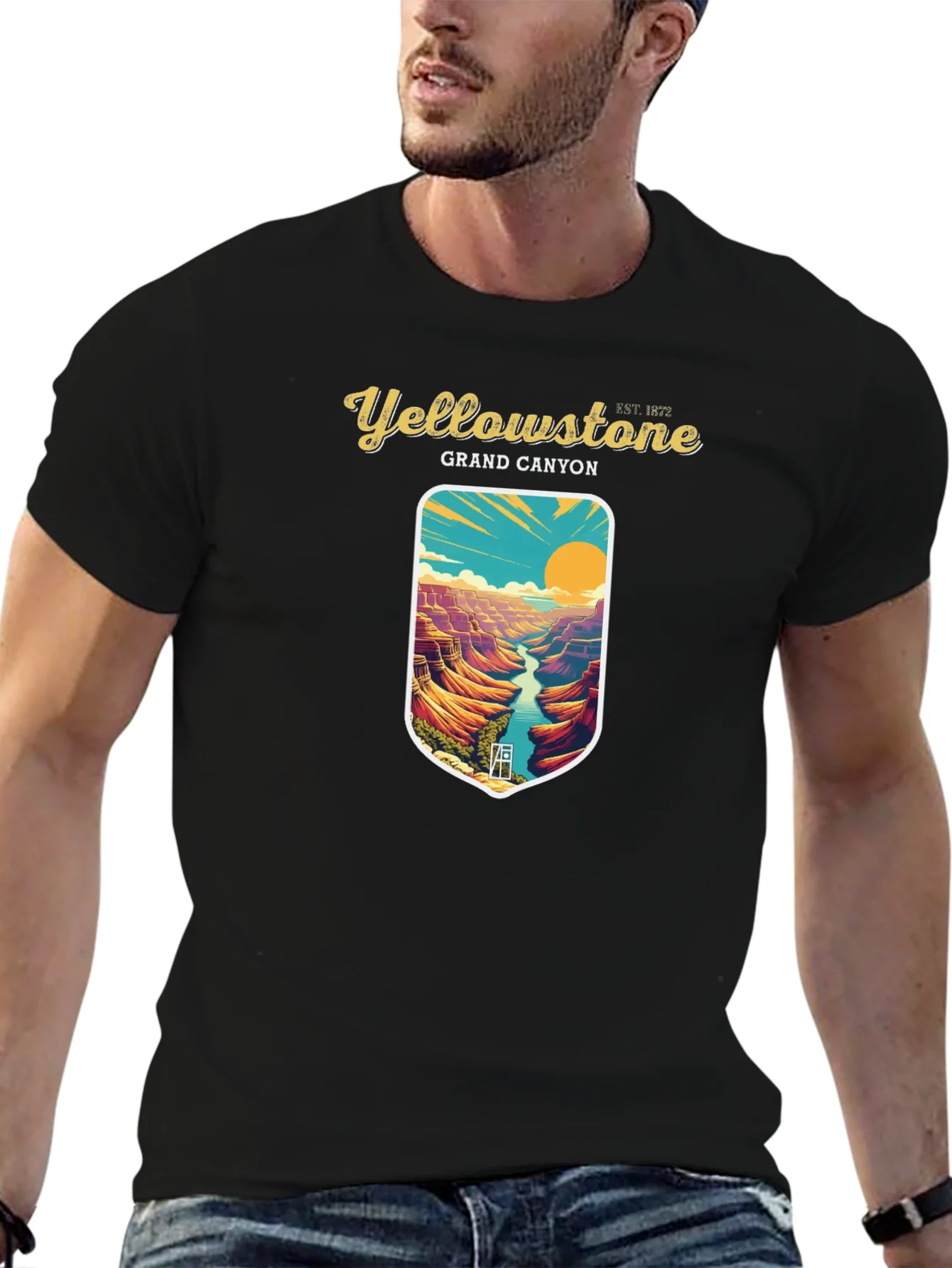 Yellowstone Grand Canyon Black Graphic T-Shirt