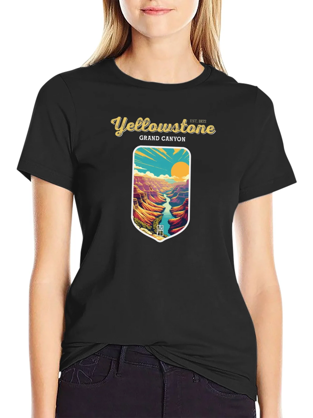 Yellowstone Grand Canyon Black Graphic T-Shirt