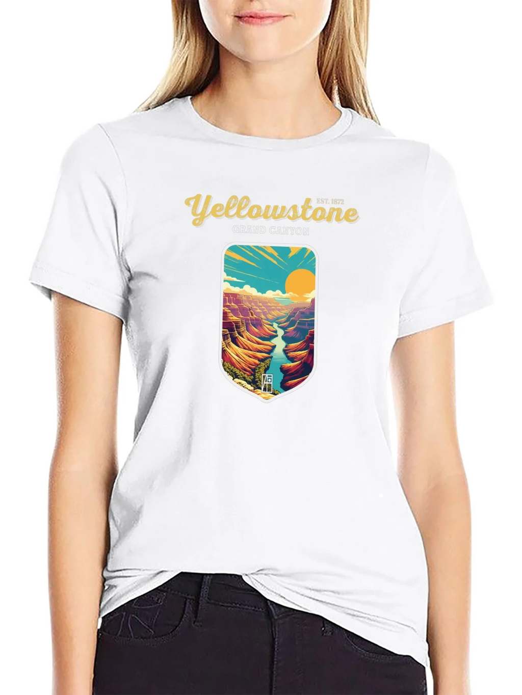 Yellowstone Grand Canyon Black Graphic T-Shirt
