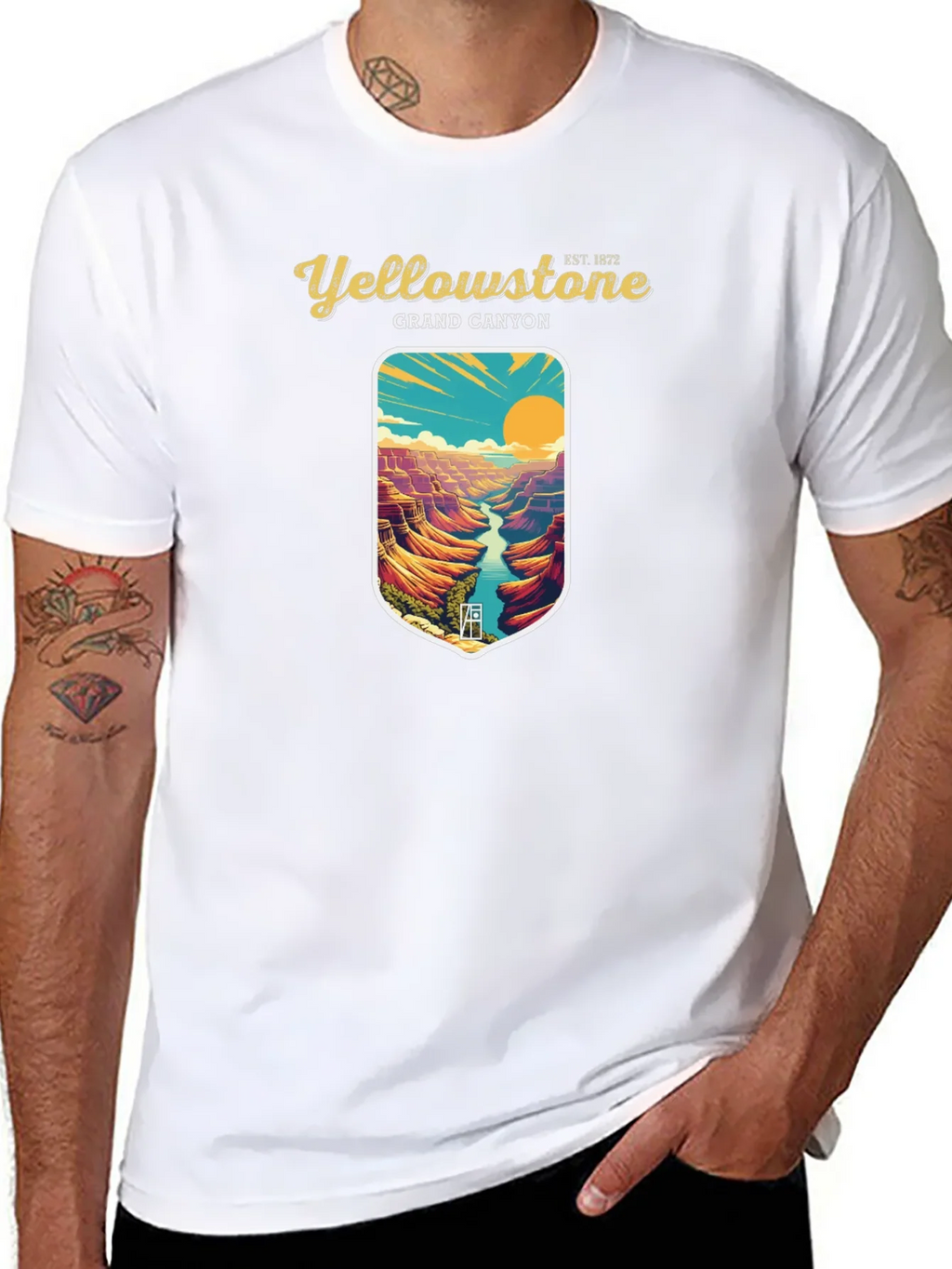 Yellowstone Grand Canyon Black Graphic T-Shirt