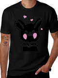 Cute Bunny Graphic Black T-Shirt