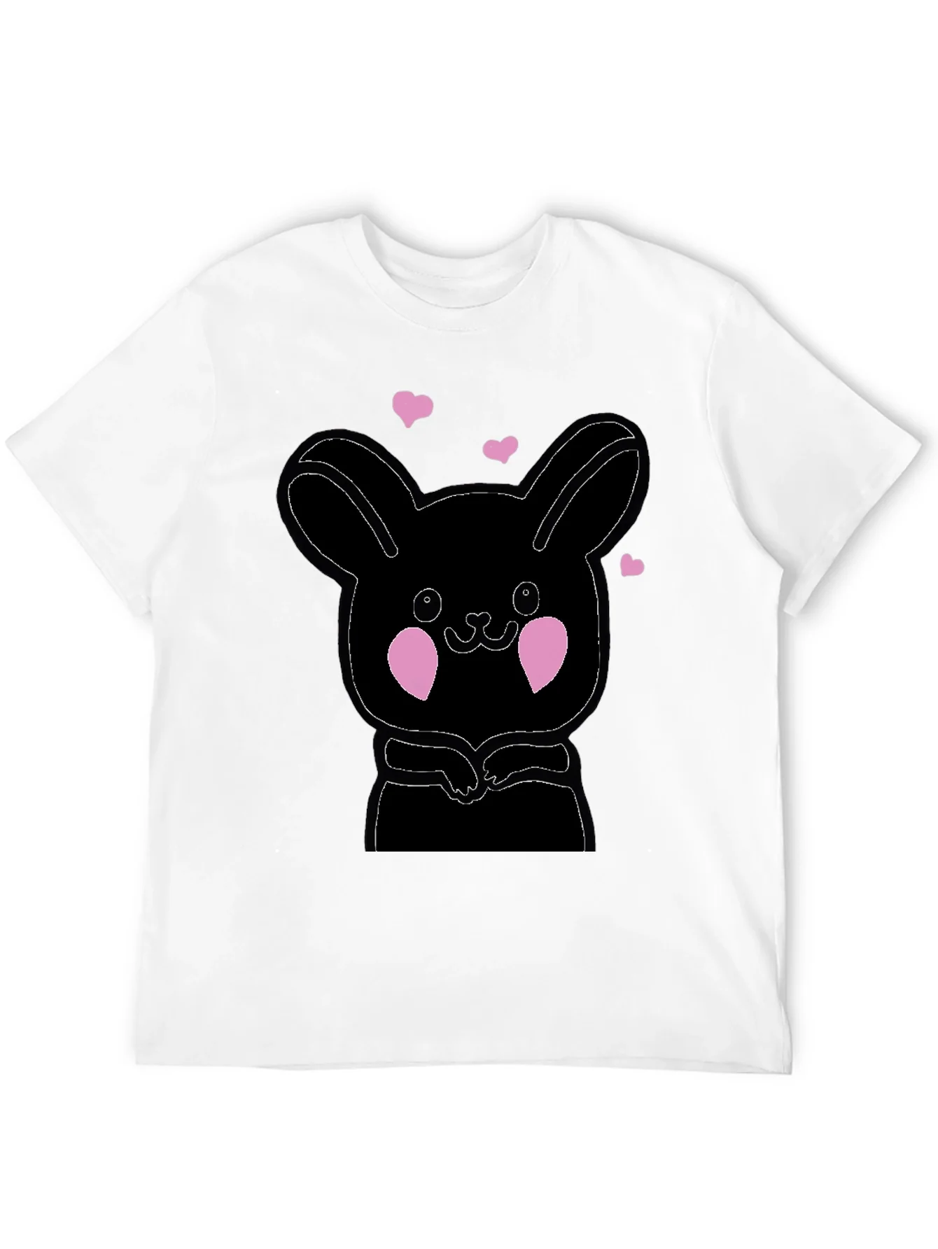 Cute Bunny Graphic Black T-Shirt