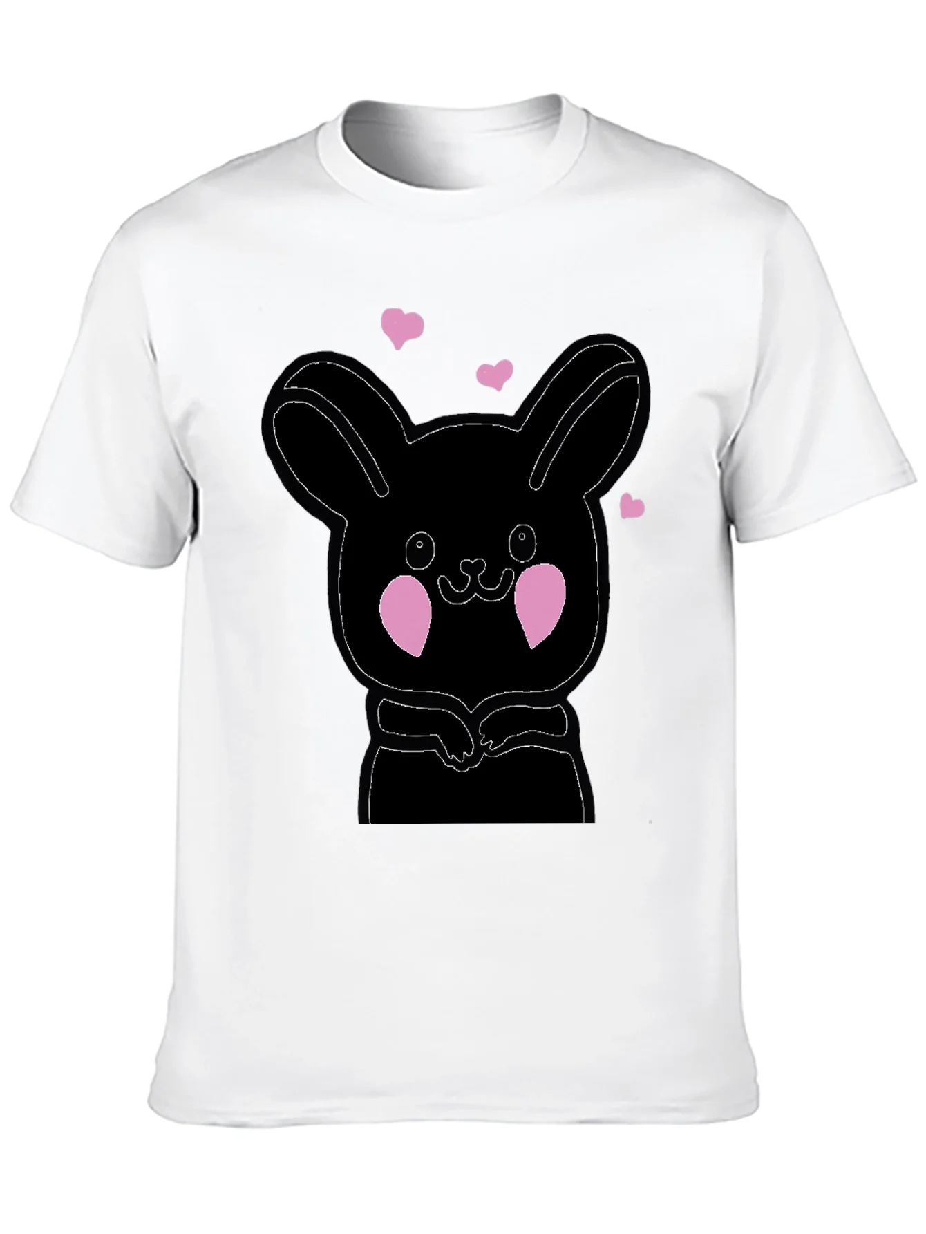 Cute Bunny Graphic Black T-Shirt