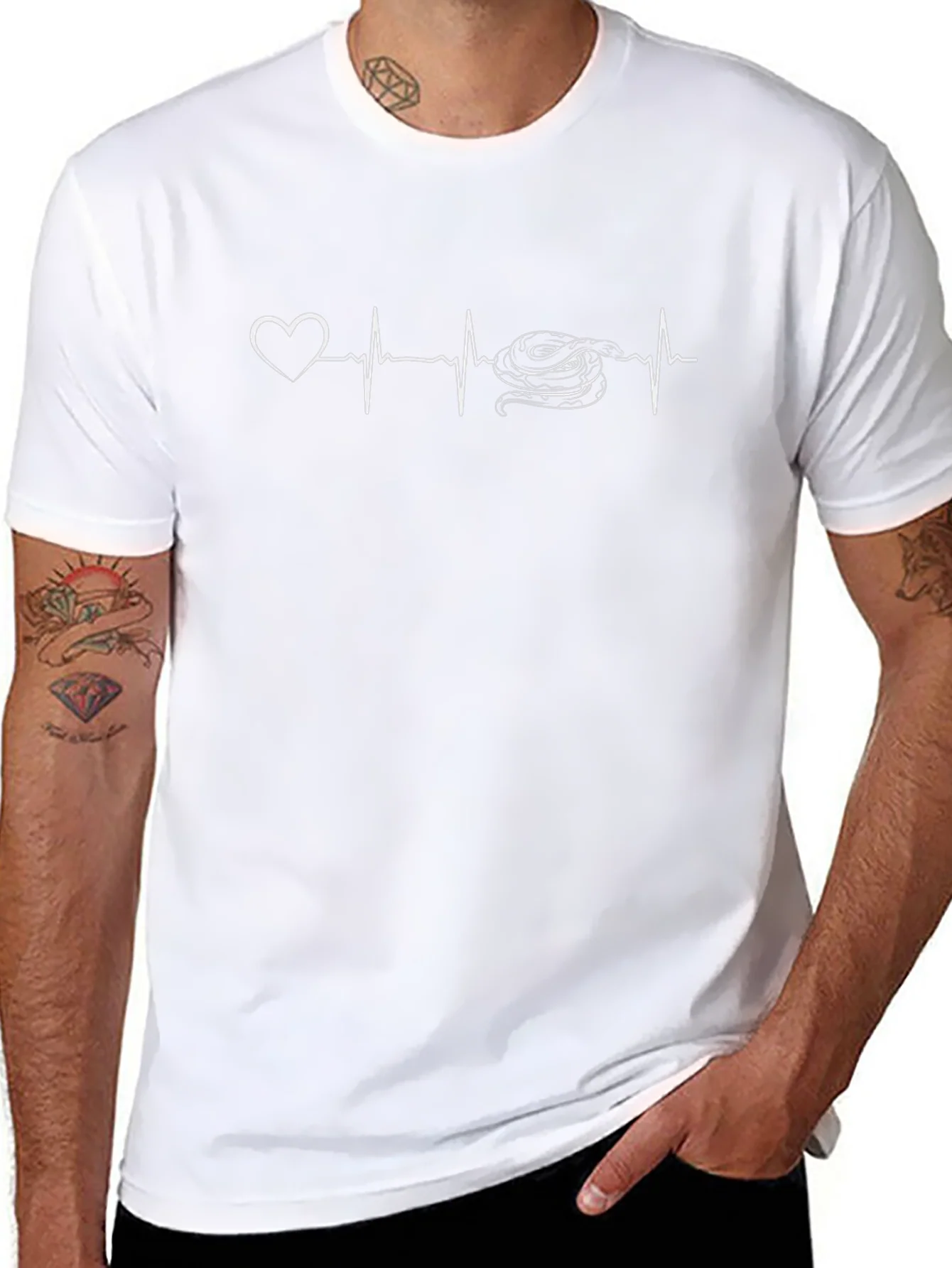 Snake Heartbeat Graphic Tee - Novelty T-Shirt