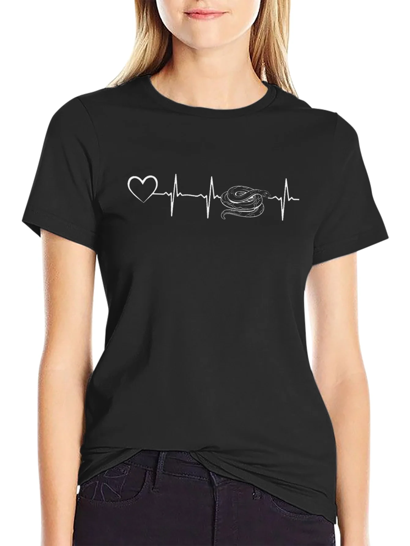 Snake Heartbeat Graphic Tee - Novelty T-Shirt