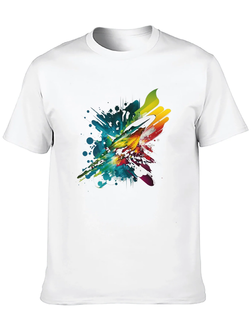Mens Black T-Shirt with Vibrant Splash Graphic