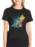 Mens Black T-Shirt with Vibrant Splash Graphic