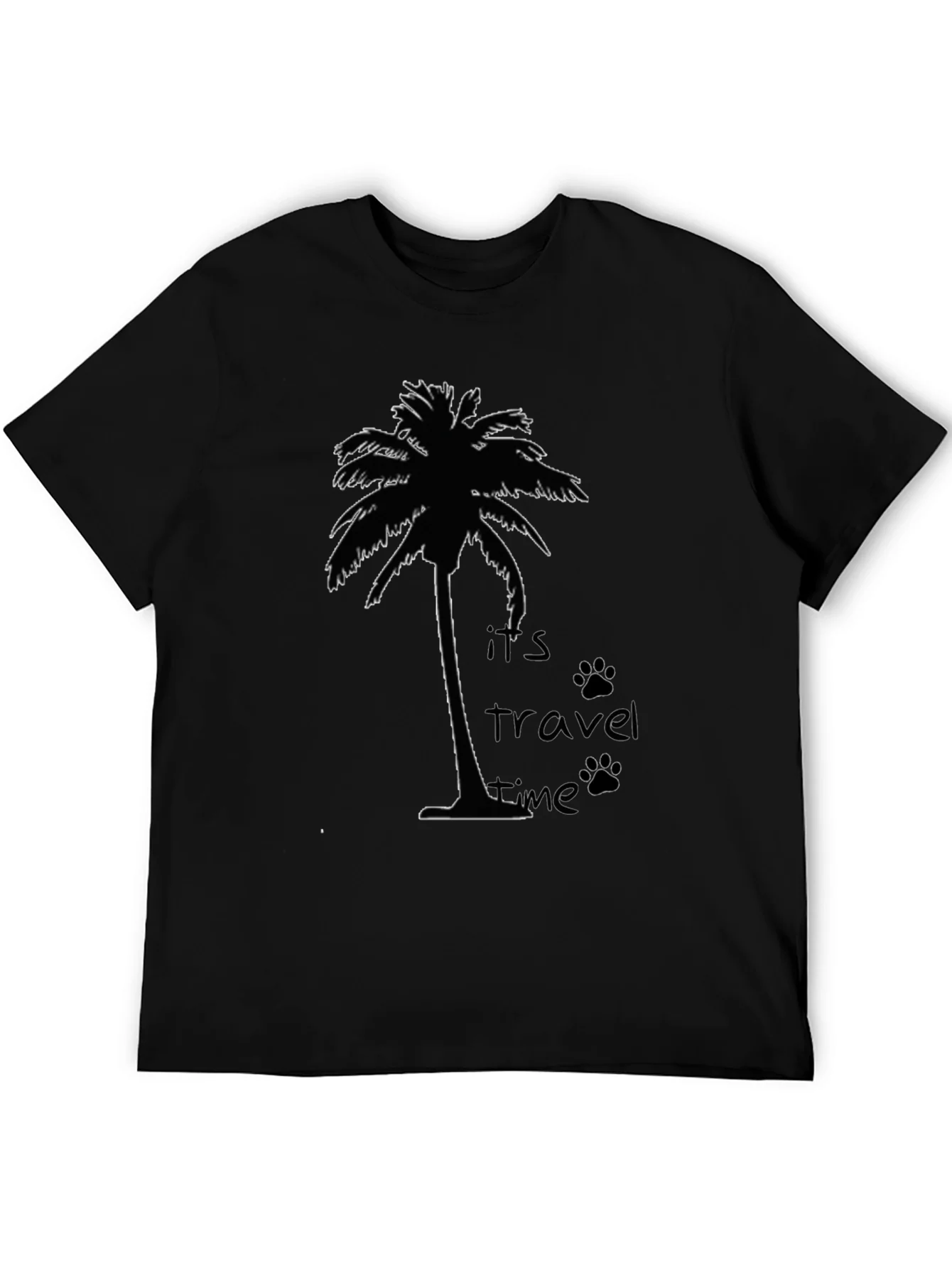 Its Travel Time Palm Tree Black T-Shirt