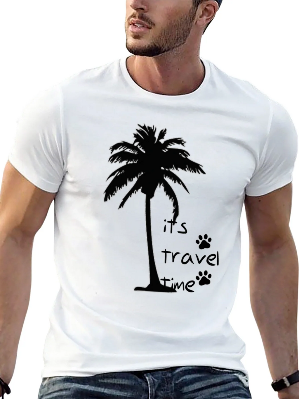 Its Travel Time Palm Tree Black T-Shirt