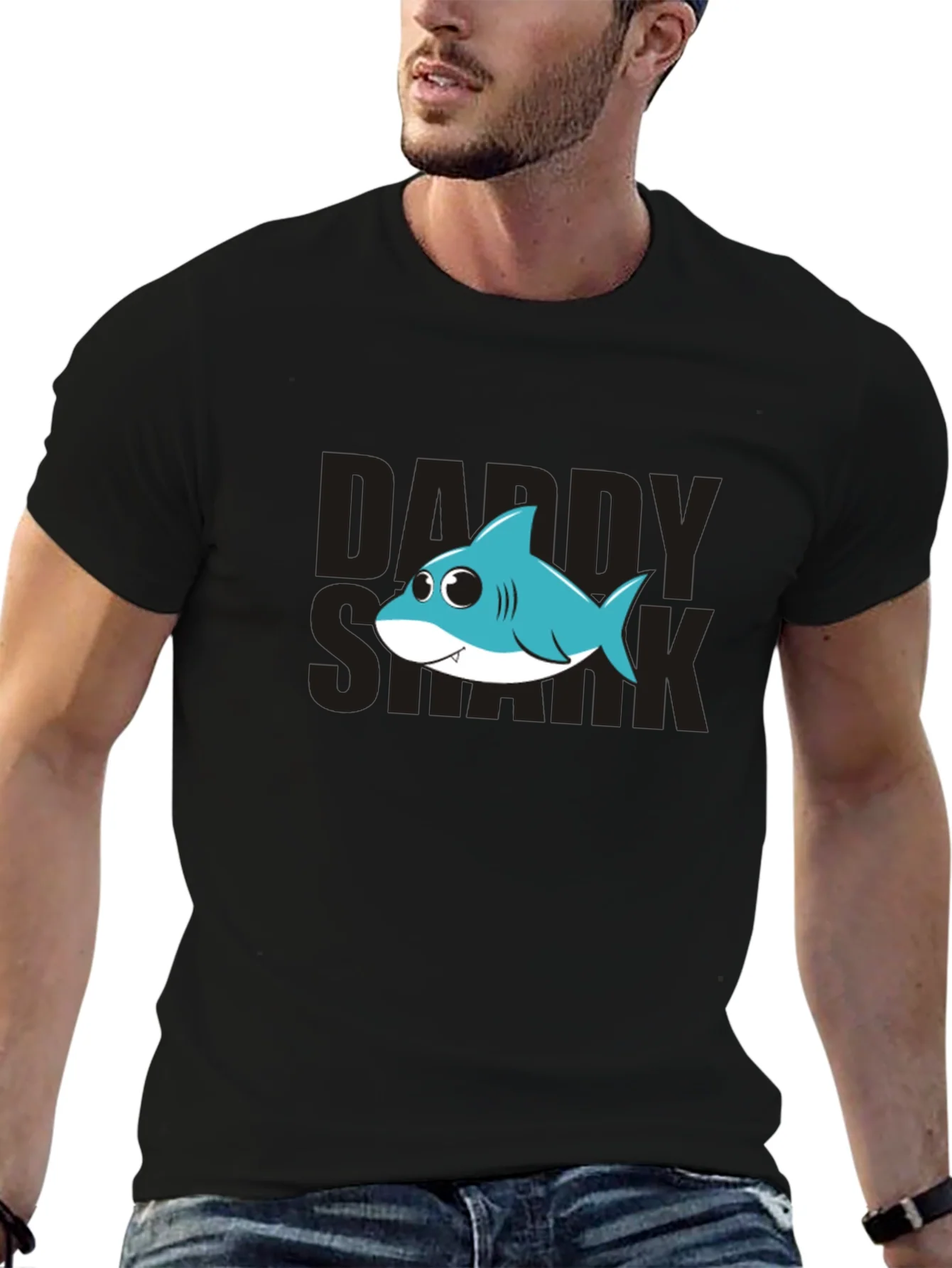 Daddy Shark Graphic Tee - Mens Black T-Shirt