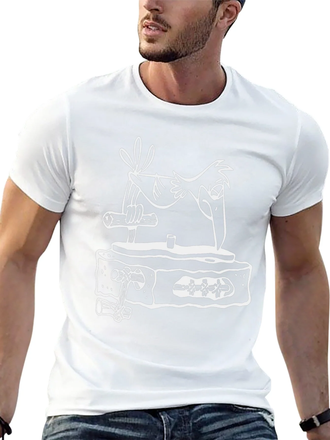 Cartoon Bird T-Shirt - Black Cotton Tee